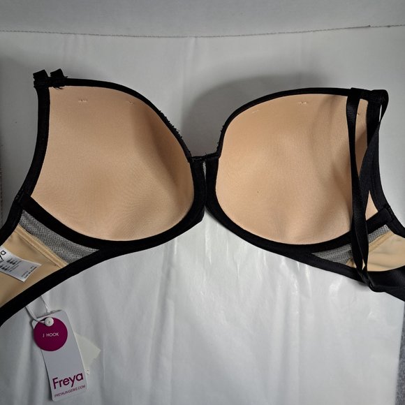 FREYA Idol Allure NWT BRA Sz 28H Molded Underwire Cups J. Hook Fishnet & Lace - Picture 9 of 14